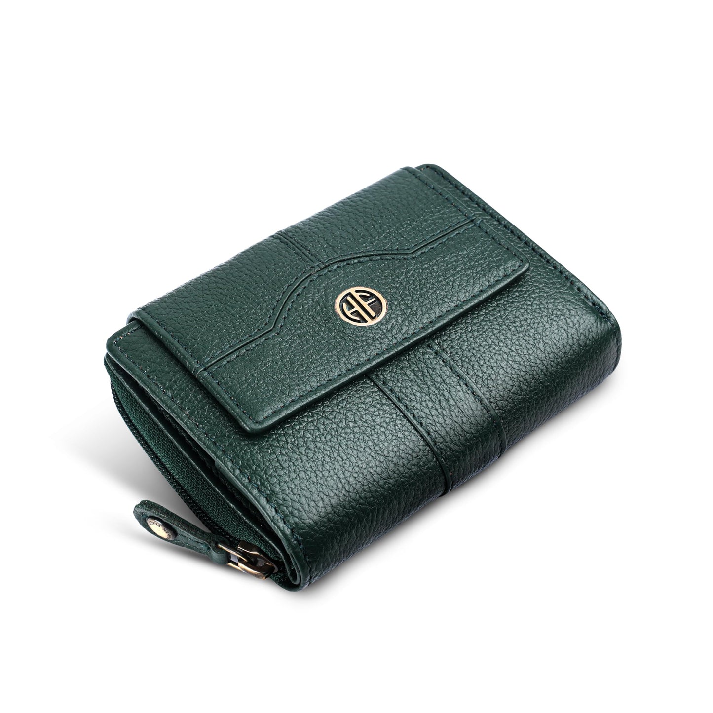 HAMMONDS FLYCATCHER wallet for women - Genuine Leather Ladies Wallet - Green - 14 Card Slots - RFID Protection - 3 ID Card Slots - Women's Wallet - Button Closure -Hand Wallet - Daily Use, Money Purse