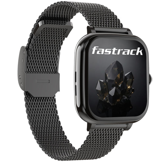 Fastrack Noir Rizz Women Smart Watch with 1.72" inch Ultra HD Display,Womens Health,AI Watchface & AI Chat,Functional Crown,24/7 Health Suite,BT Calling,IP68,Additional Silicone Strap,Games - Black