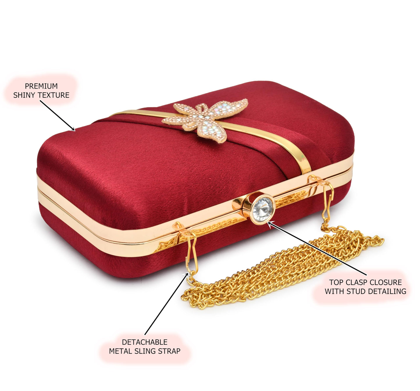 For The Beautiful You Butterfly Women's Clutch (Maroon1)