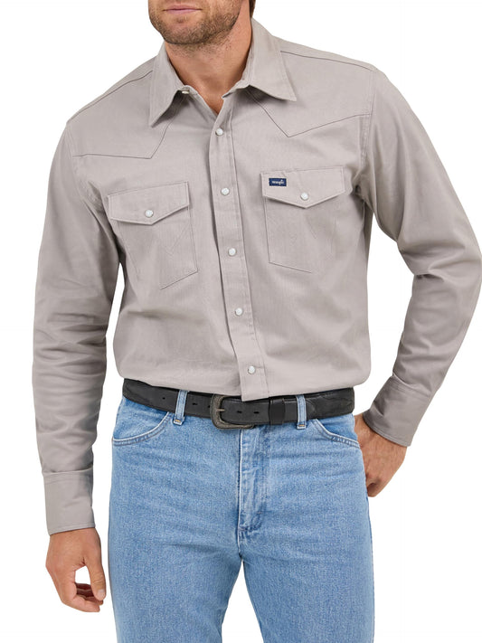 Wrangler Men's Long Sleeve Workshirt, Cement, XX-Large