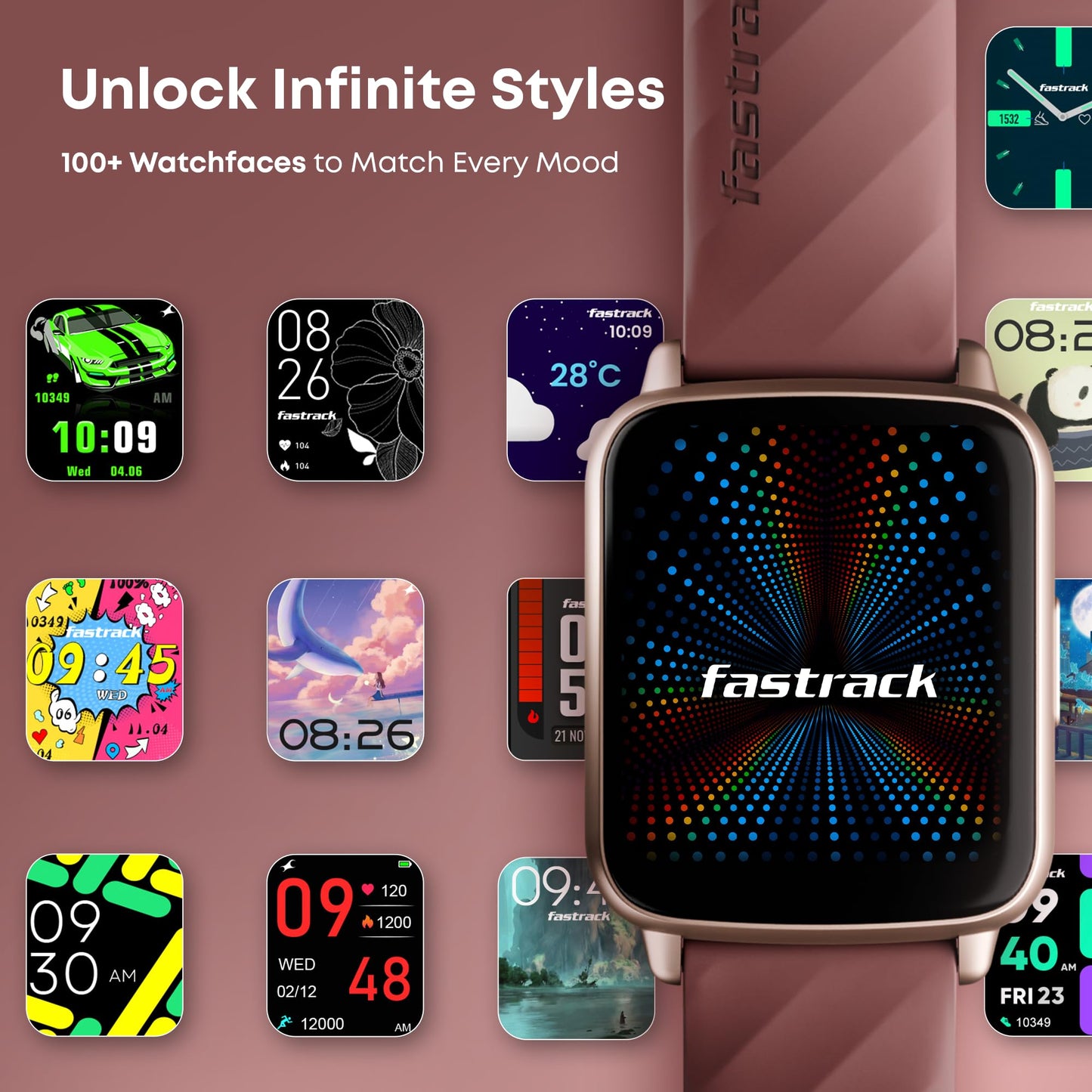 Fastrack Volt S1 Smart Watch for Man and Women Latest with 1.83" Display, Silicone Strap, BT Calling, 100+ Sports Modes, Heart Rate, SpO2, IP68, Ideal Smartwatch for Boys and Girls (Black)