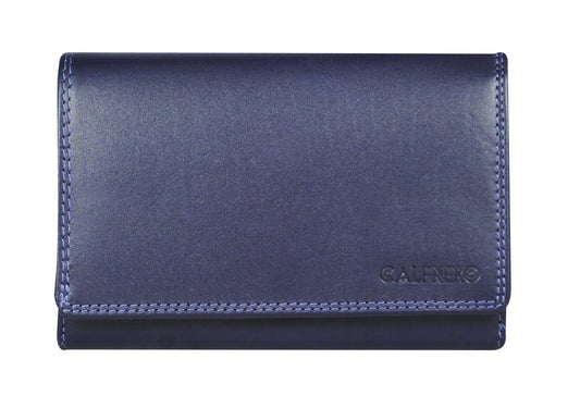 Women's Genuine Leather wallet-Long Purse Wallet with Multiple Card Slots, Zip Pocket and Note Compartment (Purple)