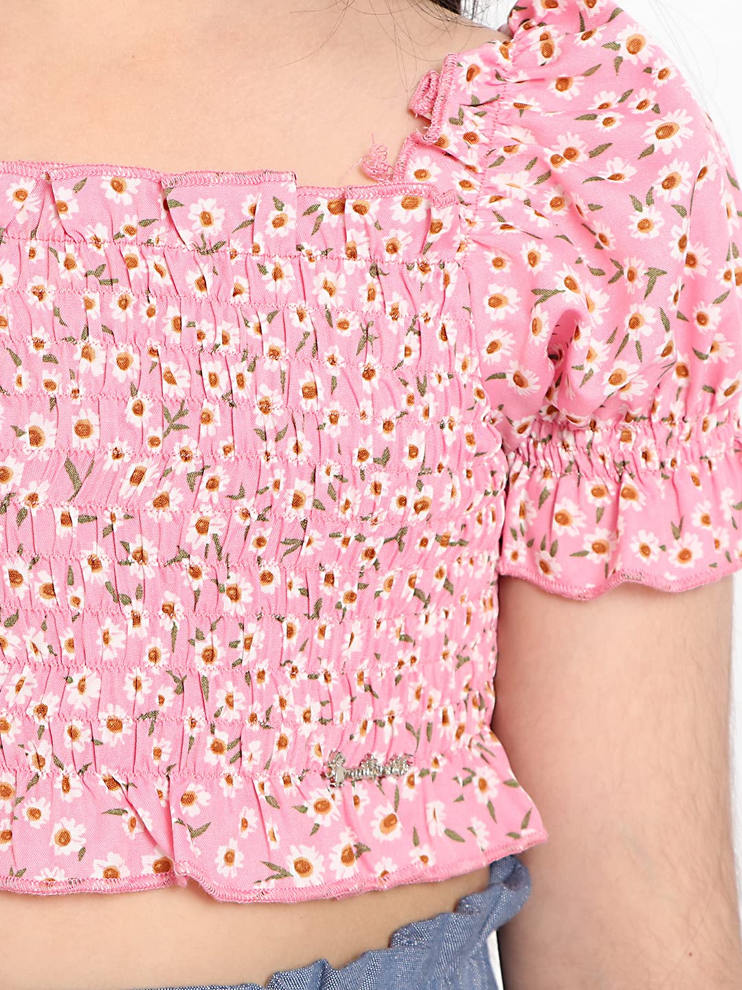 Nauti nati Girl's Regular Fit Crop Top (NN313-656_Multicolor