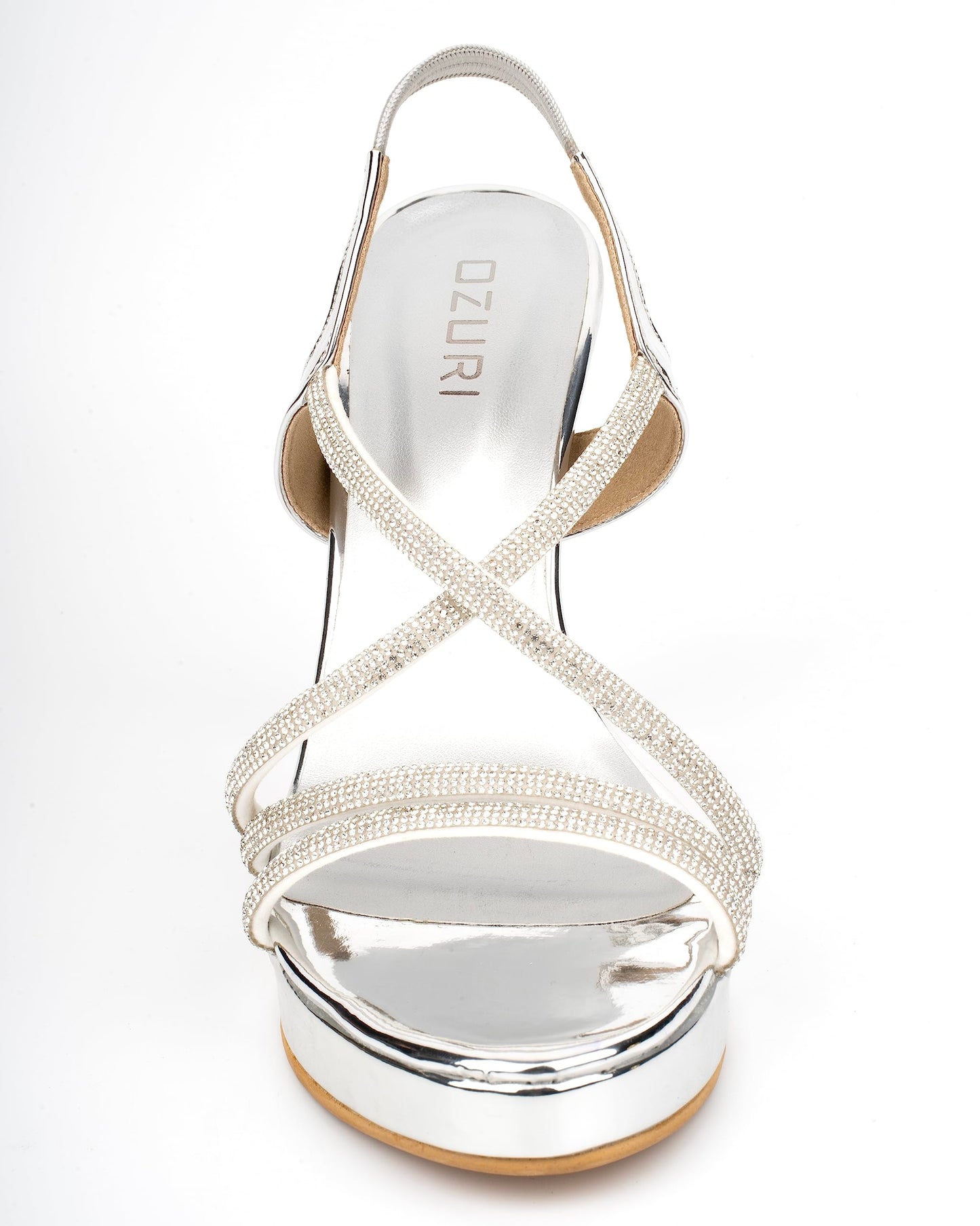 OZURI Silver Fashionable Strappy Sandals for Women | High Heel Footwear for Women (Size-8)