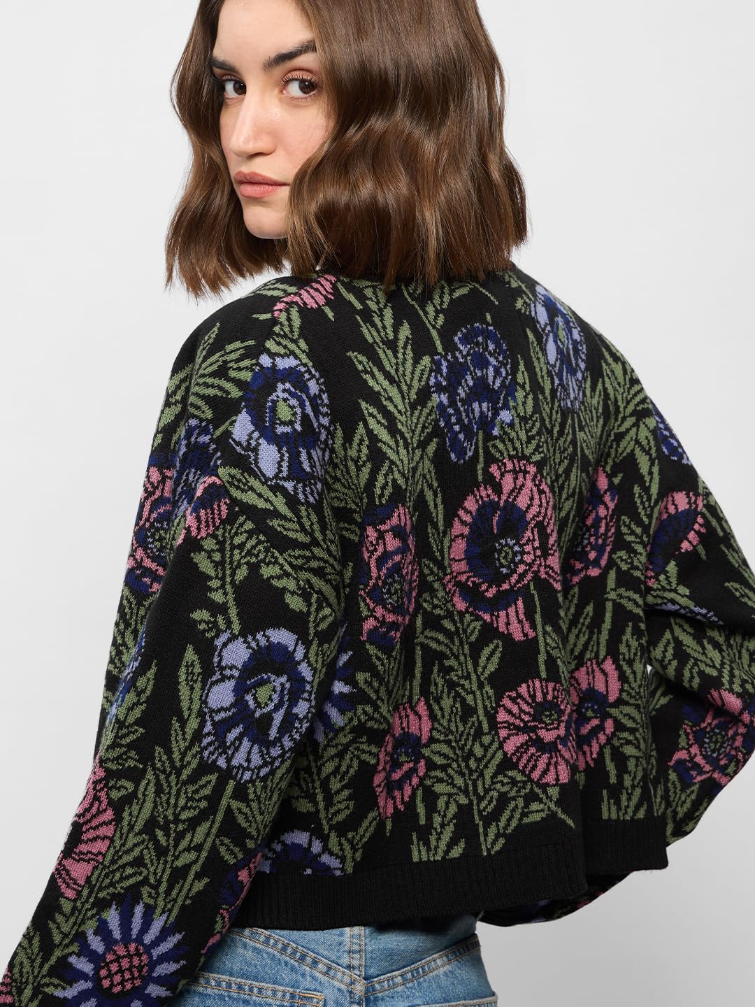 The Souled Store Sweater Cardigan : Zinnia Relaxed Fit Women and Girls Acrylic Knitted Sweater