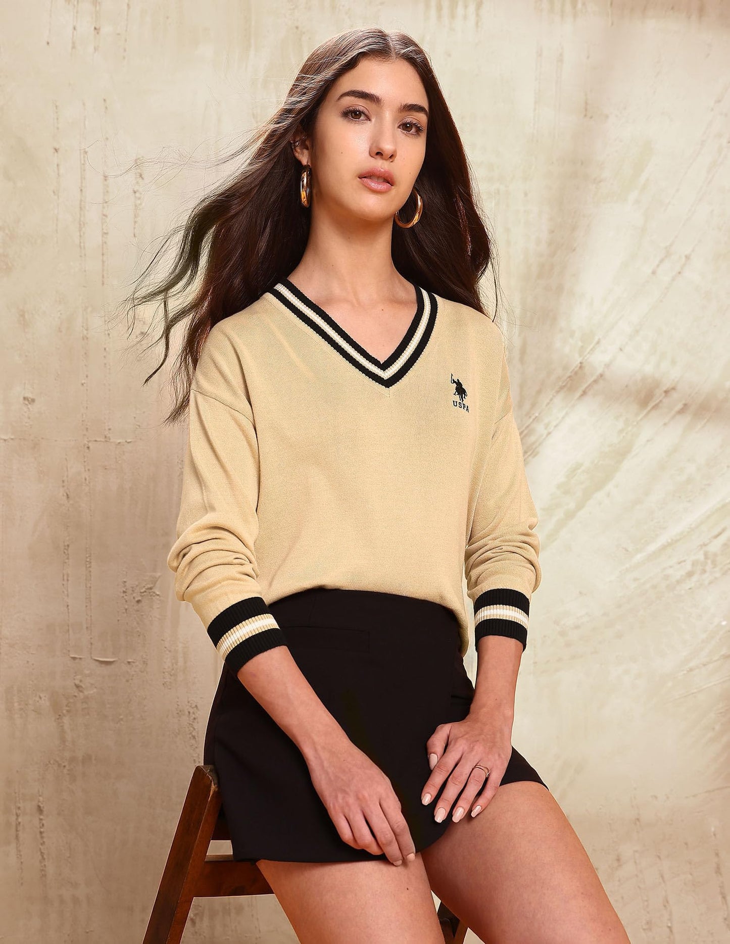 U.S. Polo ASSN. Women's Cotton Casual Sweater (UWAW25SWE212