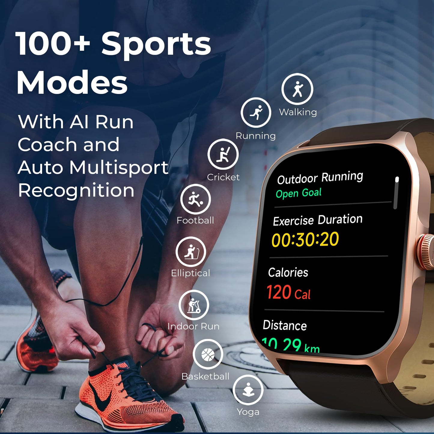 Titan Zeal 1.85" AMOLED Metal Case Smart Watch with BT Calling, SpO2, 100+ Sports Modes, Auto Sports Recognition, Fast Charging Smartwatch for Men & Women with – Black Leather Strap (Black)