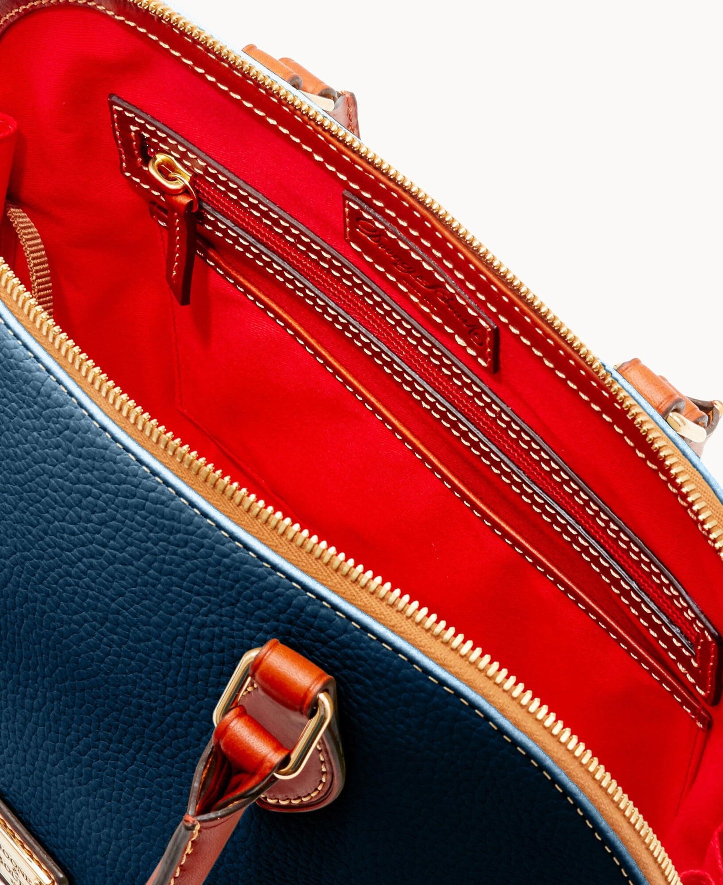 Dooney & Bourke Zip Zip Satchel Pebbled Leather Shoulder Bag Purse Handbag