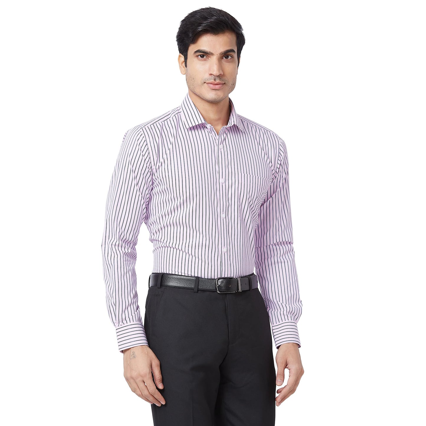 Park Avenue Men Slim Fit Solid Pattern Cotton Polyester Blend Semi Cutaway Collar | Full Sleeve Formal Shirt | Medium Red