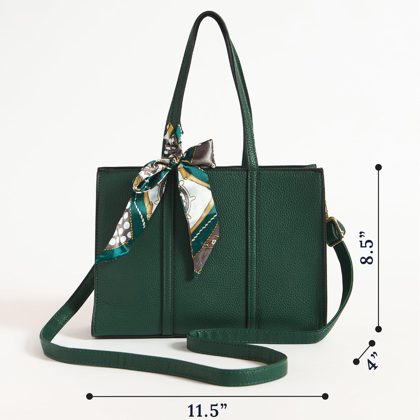 Chumbak Maldives Mini Tote with Scarf | Green | Multipurpose Hand Bag with Pouch for Shopping | Hand Held Bag for Women and Girls | Solid Colour Handbag