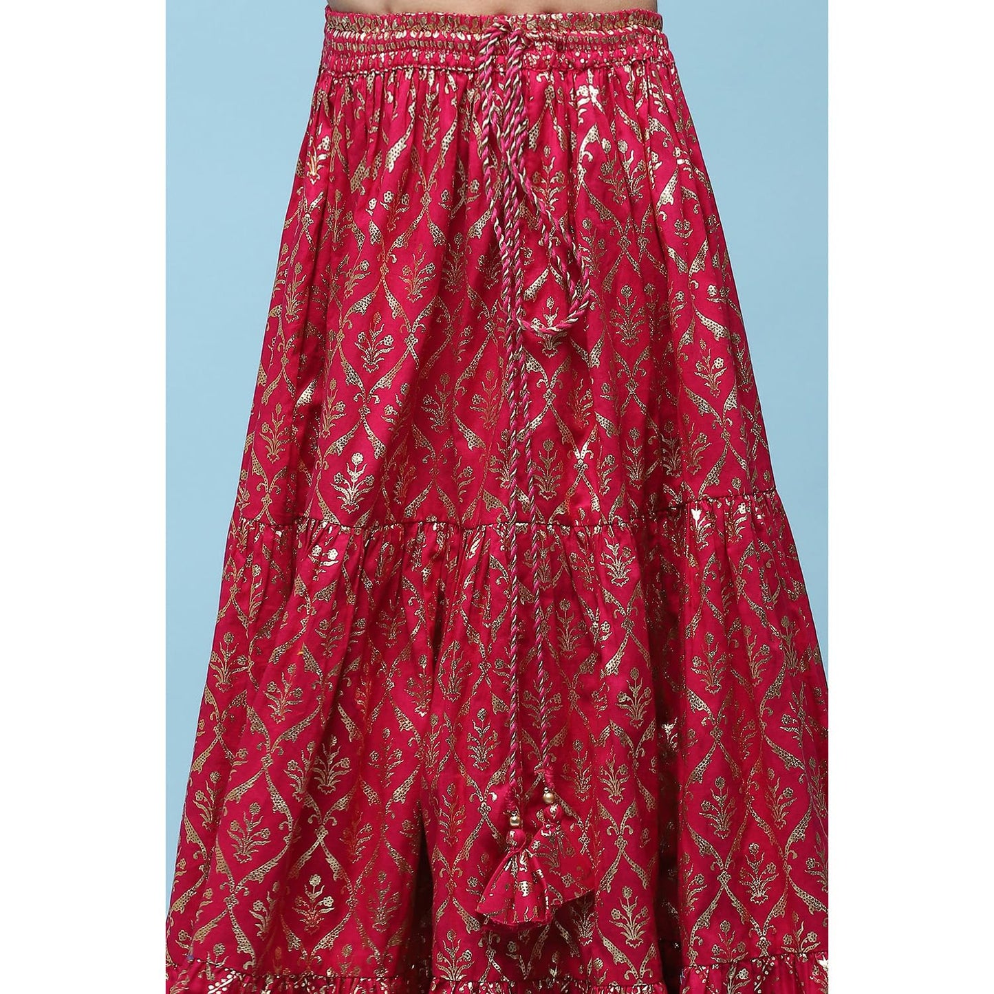 BIBA GIRL PRINTED SHORT_KURTA KID(KW5610_FUSCHIA PINK_13)
