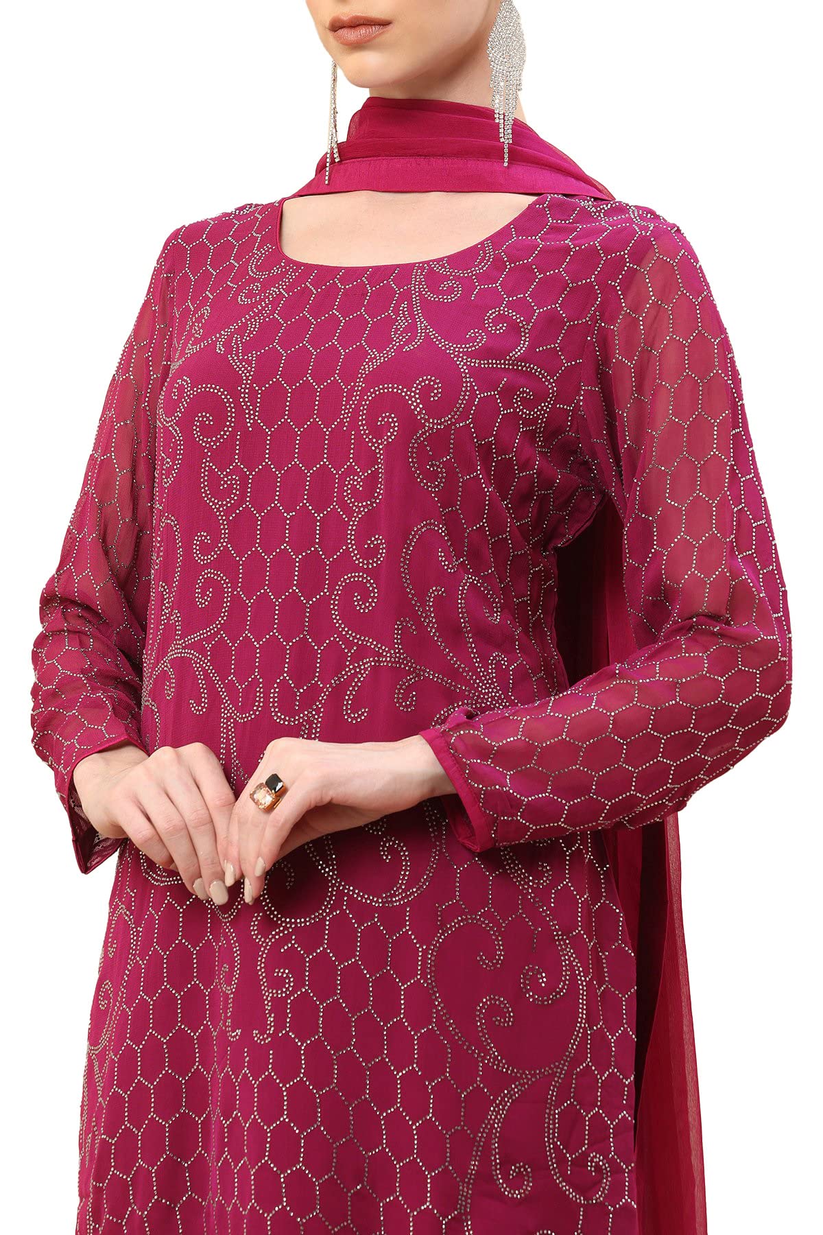 Soch Women Maroon Solid Suit Set