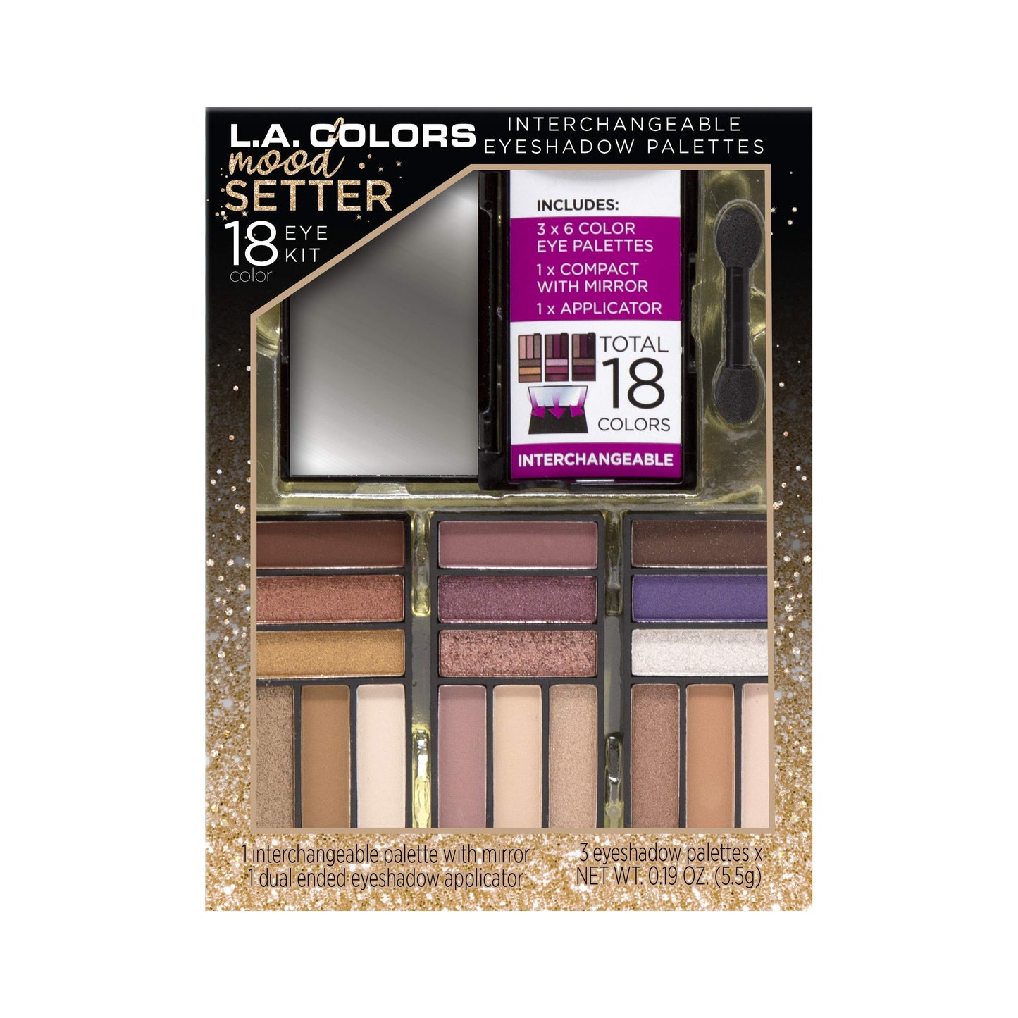 L.A. COLORS 18 Color Moodsetter Eyeshadow Pencil - Amazed, Matte & Shimmery Finish Multicolor, 16.5 G