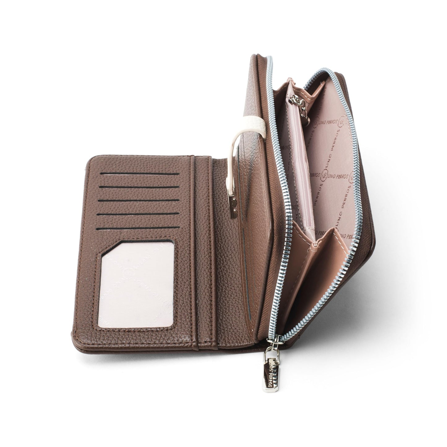 Lino Perros Womens Faux Leather Avril Dual Tone Coffee Functional Wallet