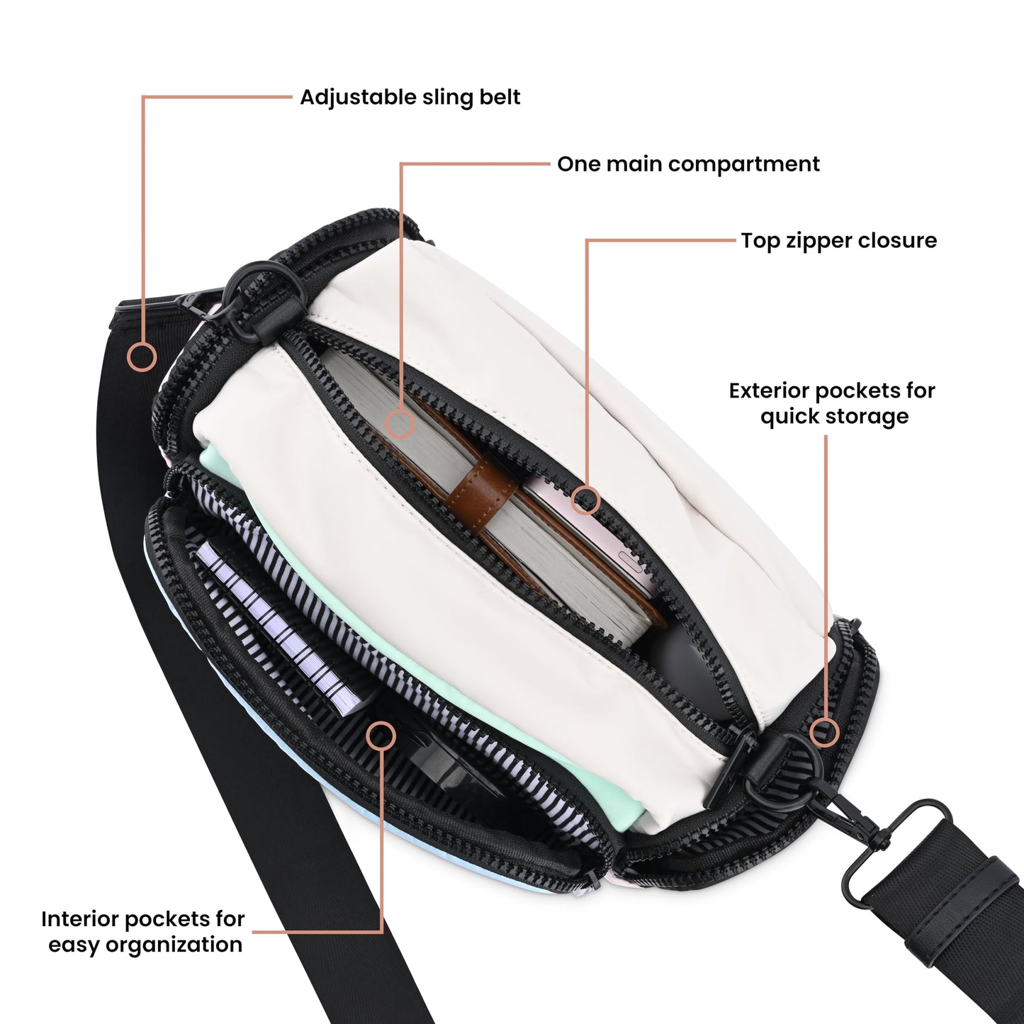 Fastrack Nylon Navigator Crossbody Sling | Nylon Women's Handbags | Sling for Casual Carry