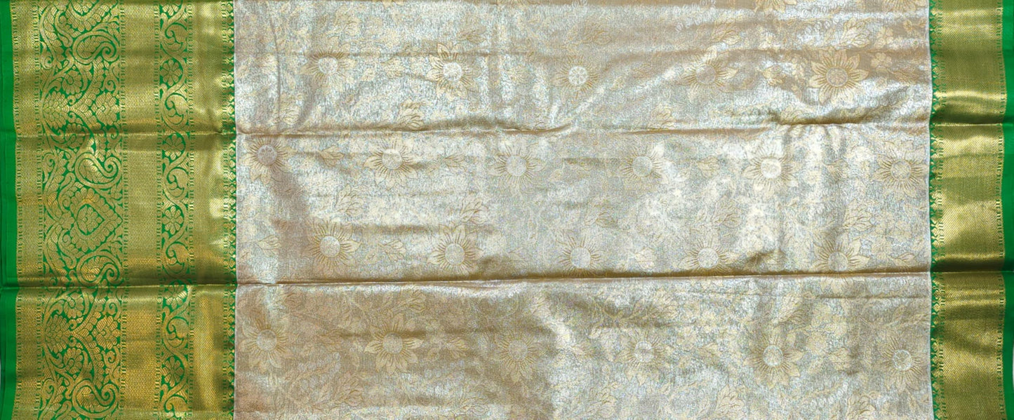 VFCollections Women's Kanchipuram Silk Pure Pattu Sarees With Blouse (VFC101-1), Green