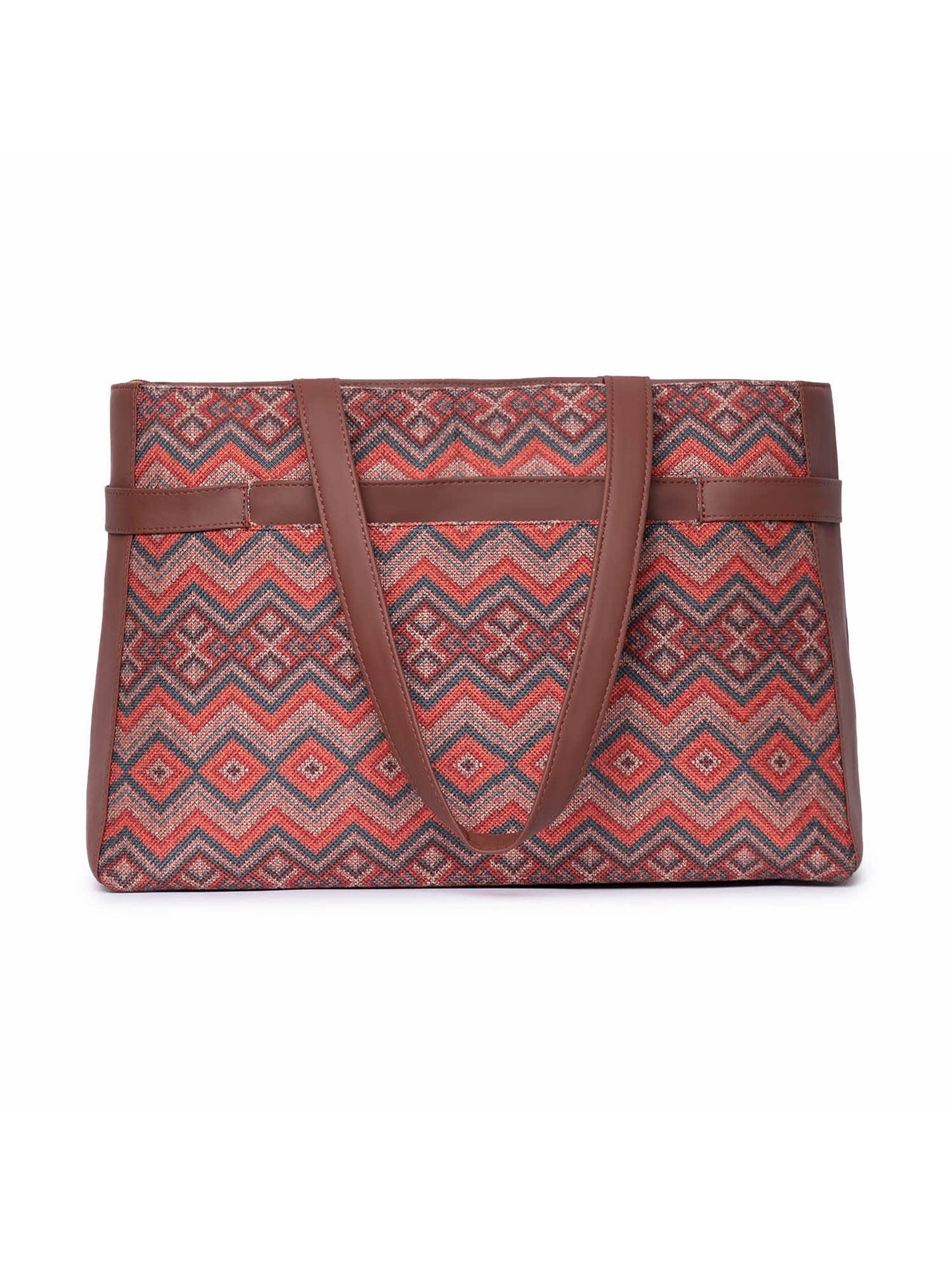 ZOUK Gwalior Weaves Printed Women's Jute Handcrafted Vegan Leather Multicolor Statement Office Shoulder Bag