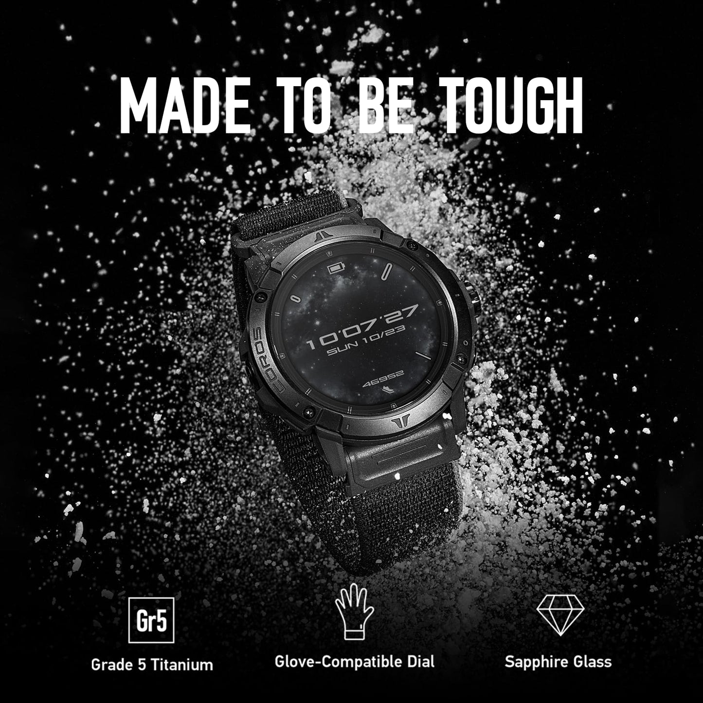 COROS VERTIX 2S Adventure GPS Watch, 36 Days Battery Life, GPS Navigation with Global Offline Maps, Route Planner, Heart Rate Monitor, Rock Climbing, Skiing, Running, Biking - Space Black