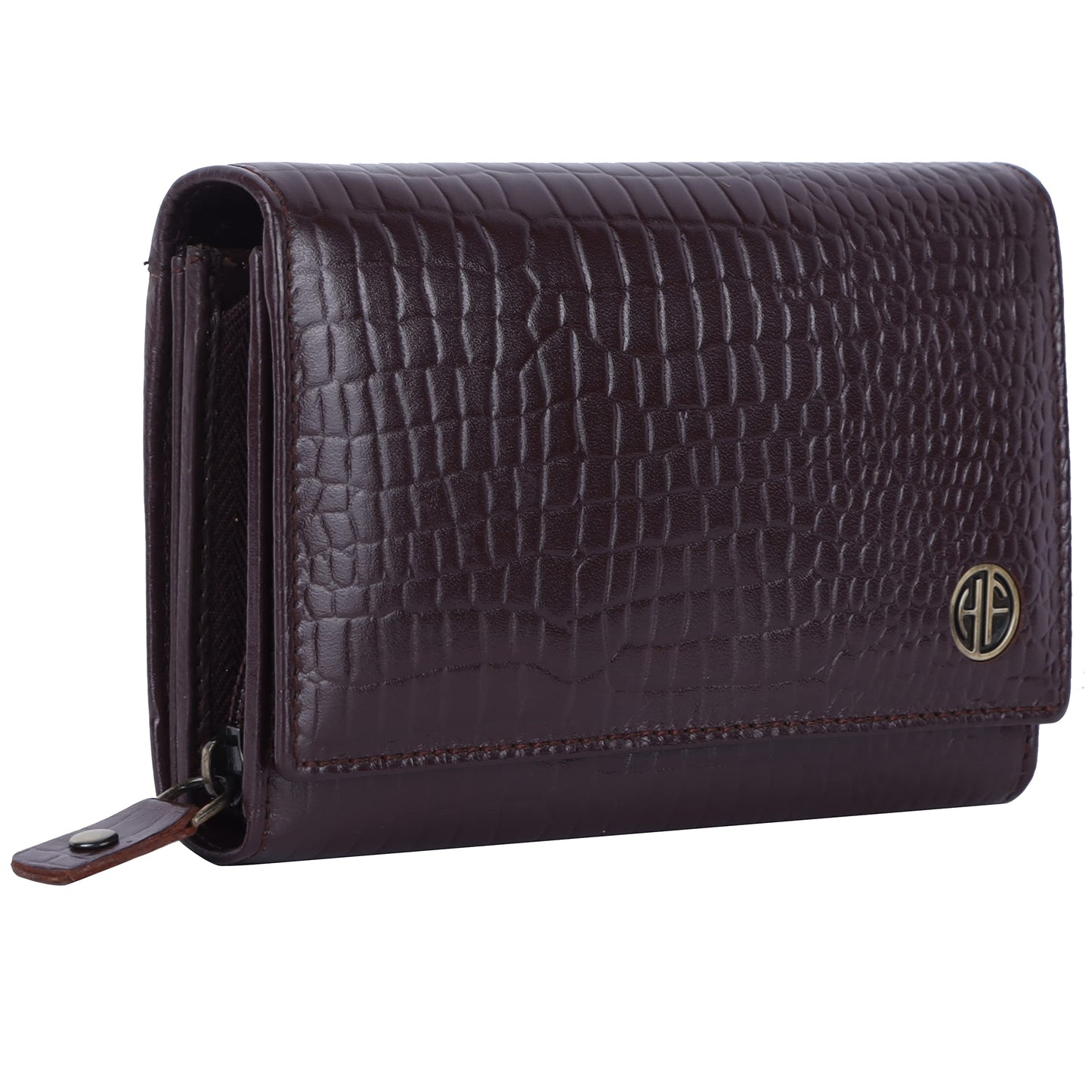 HAMMONDS FLYCATCHER Wallet for Women - Choco Brown Genuine Leather Purse for Women with RFID Protection, 8 Card Slots, and 5 Compartments - Ladies Wallet with Button Closure - Women's Wallet