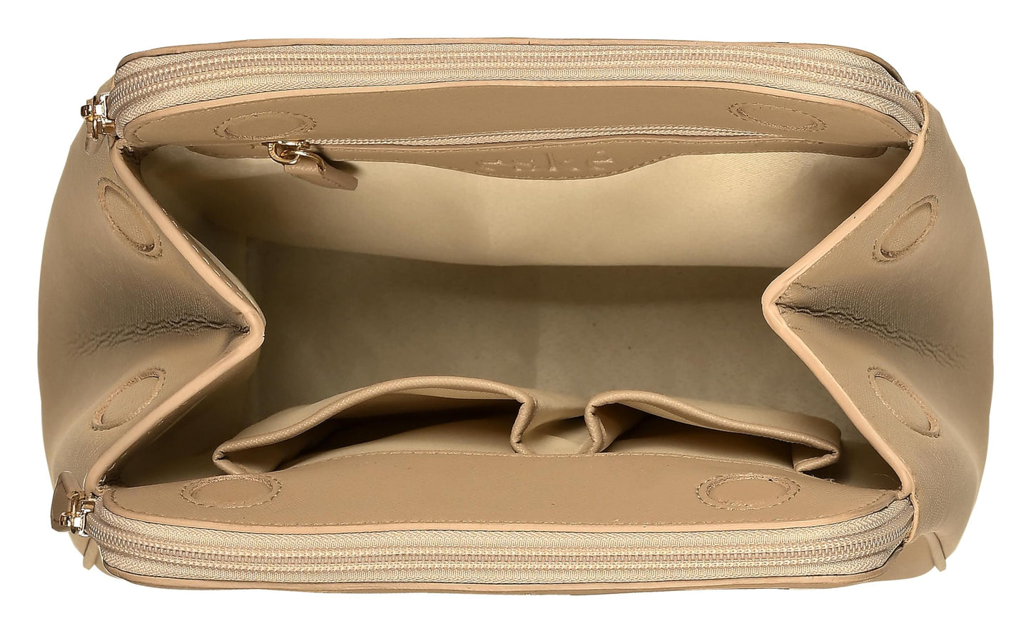 eske Benito Vegan Leather Handbag, Dual Compartment, Magnetic Snap Closure, Textured Saffiano Finish (Stone)