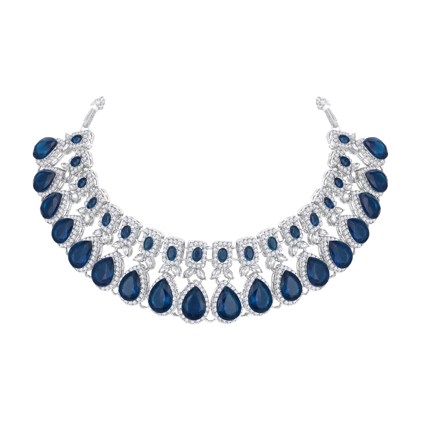 Atasi International Kundan Polki and Crystals Traditional Necklace with Earrings and Maang Tikka for Women - Jewellery Set for Party, Wedding, Engagement