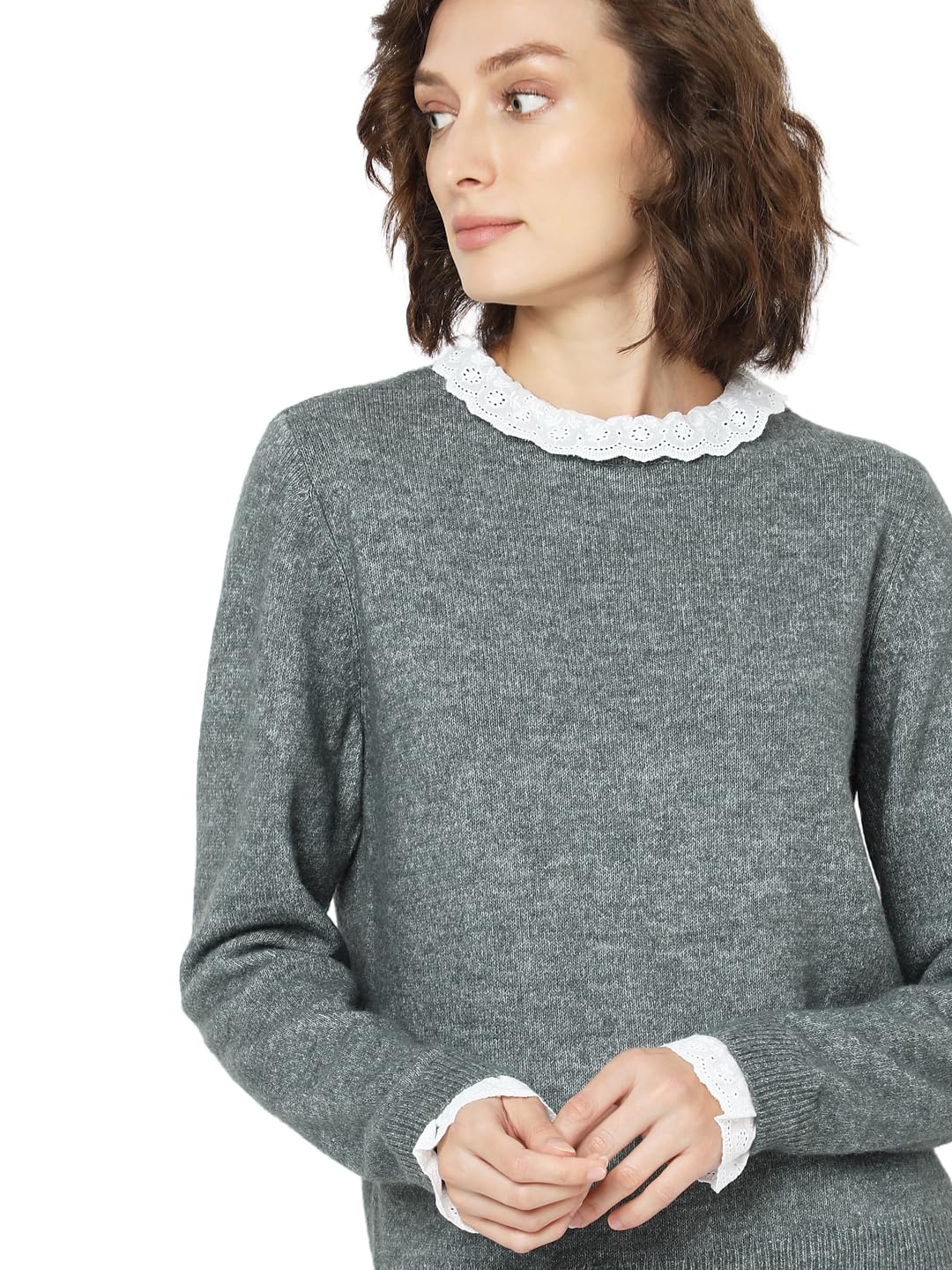 VERO MODA Women's Polyester Blend Casual Pullover Sweater