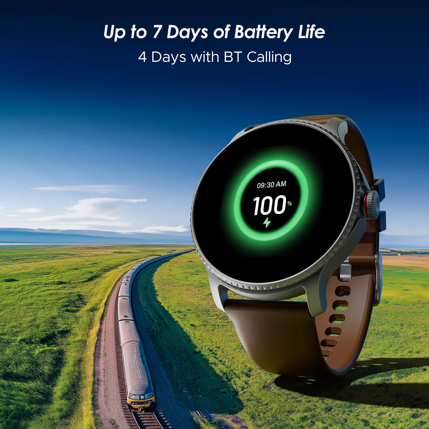 boAt Lunar Discovery w/ 1.39" (3.5 cm) HD Display, Turn-by-Turn Navigation, DIY Watch Face Studio, Bluetooth Calling, Emergency SOS, QR Tray, Smart Watch for Men & Women(Brown)