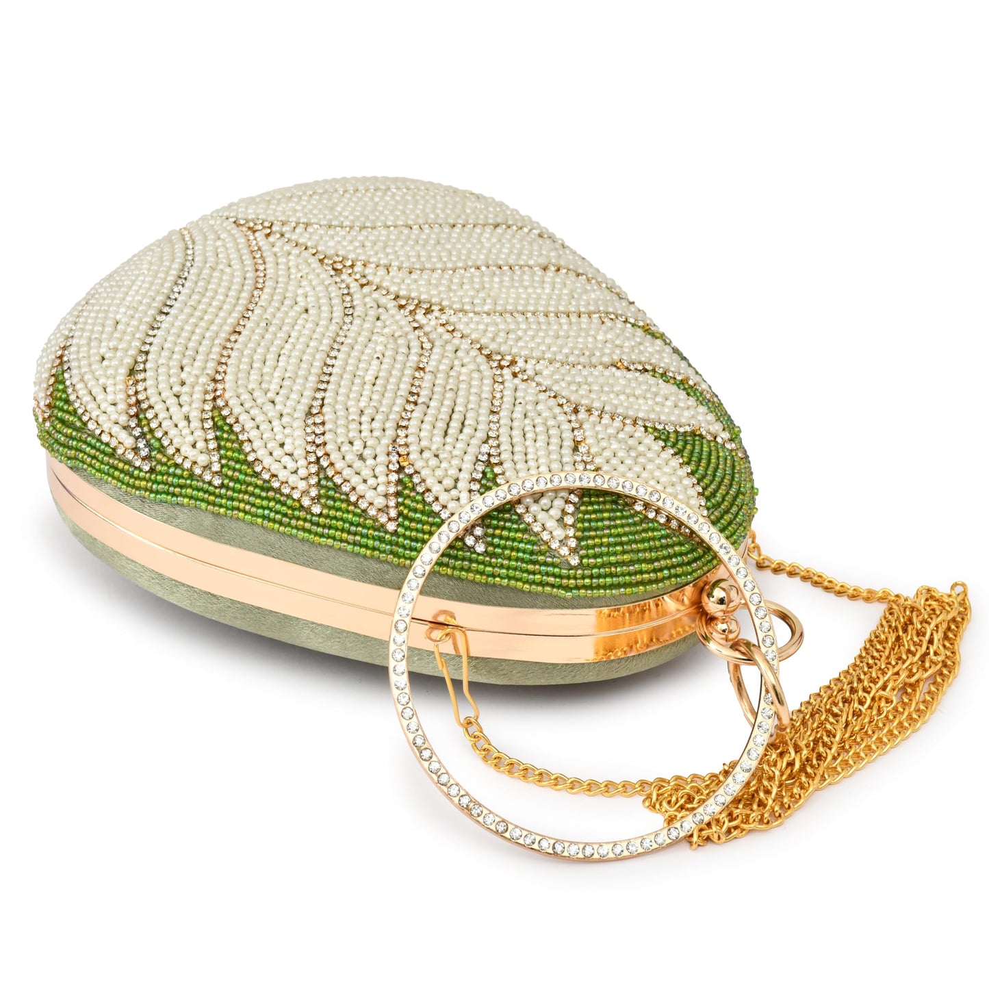 For The Beautiful You Green Handcrafted Women's Clutch (eg-132)