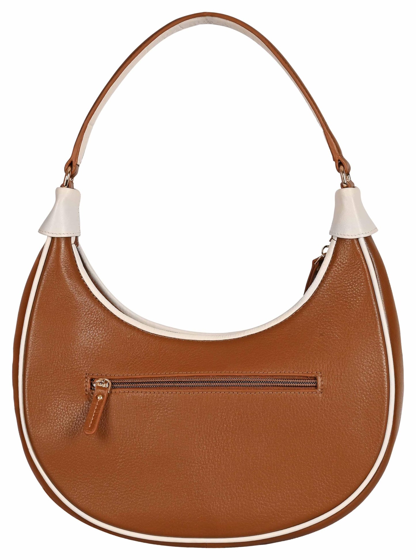 eske Elena Genuine Leather Half Moon Braided Shoulder Bag (Cognac Vanilla)