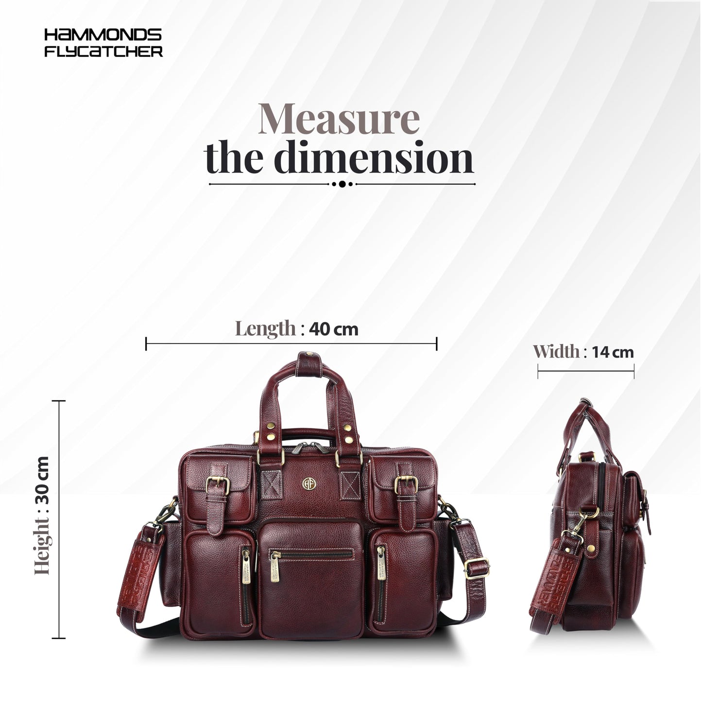 HAMMONDS FLYCATCHER Genuine Leather Office Bag for Men with Adjustable Shoulder Strap - 15.6 Inch Laptop Bag for Men - Water Resistant, 1 Year Warranty - Office, Travel, Daily Use - Brown