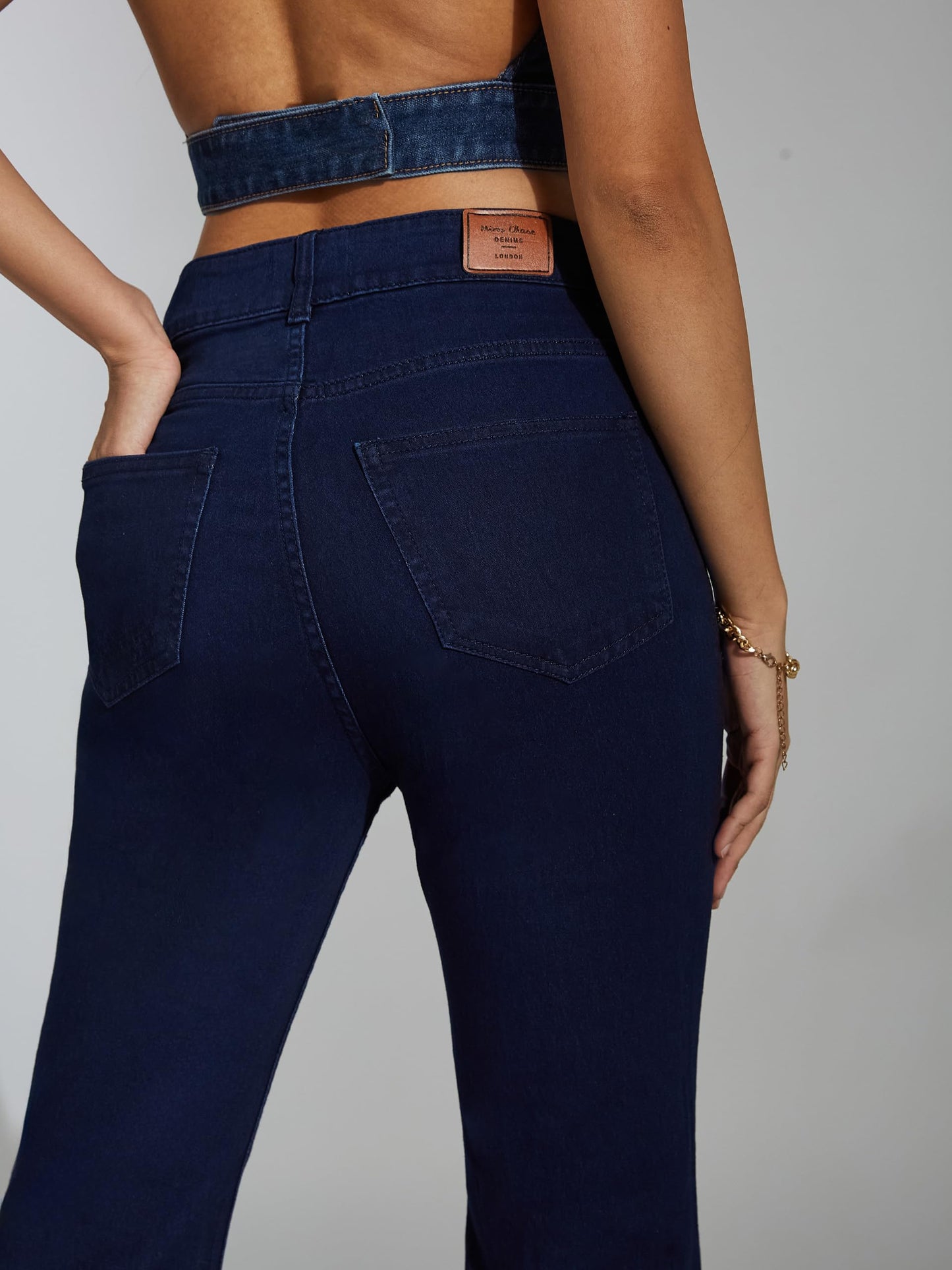 Miss Chase Women's Bootcut High Rise Clean Look Regular Length Stretchable Shaping Denim Jeans (MCAW25DEN62-54-229-38, Royal Blue, 38)