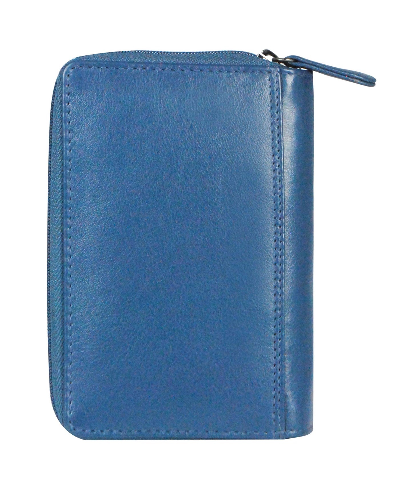 Women's Genuine Leather wallet-Long Purse Wallet with Multiple Card Slots, Zip Pocket and Note Compartment (Blue)