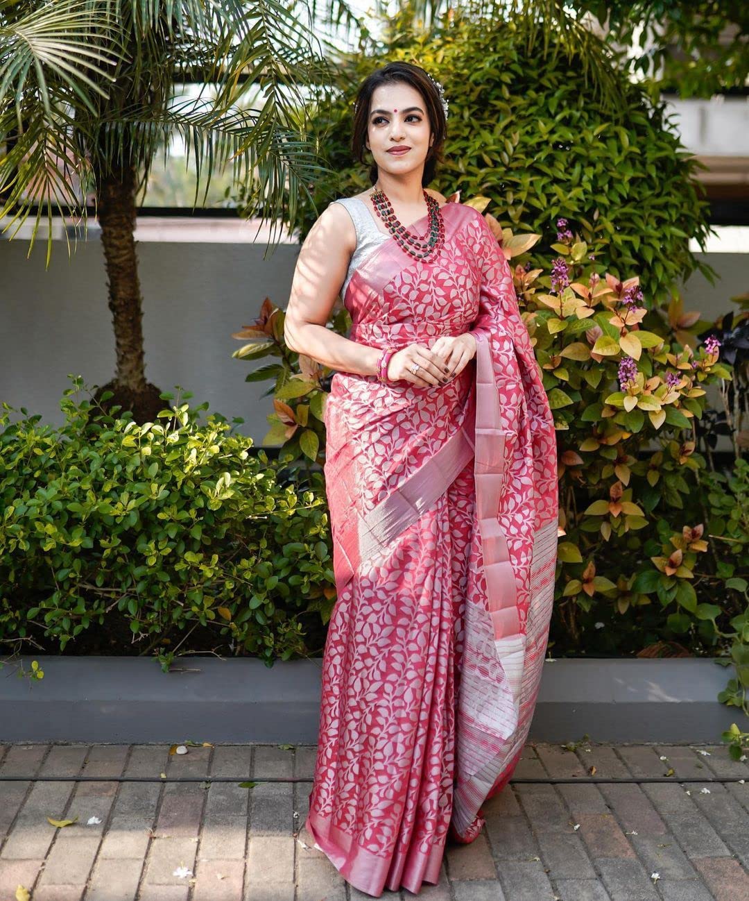 SGF11- Women's Kanjivaram Soft Silk Saree With Blouse Piece (Light Pink SGF-15)