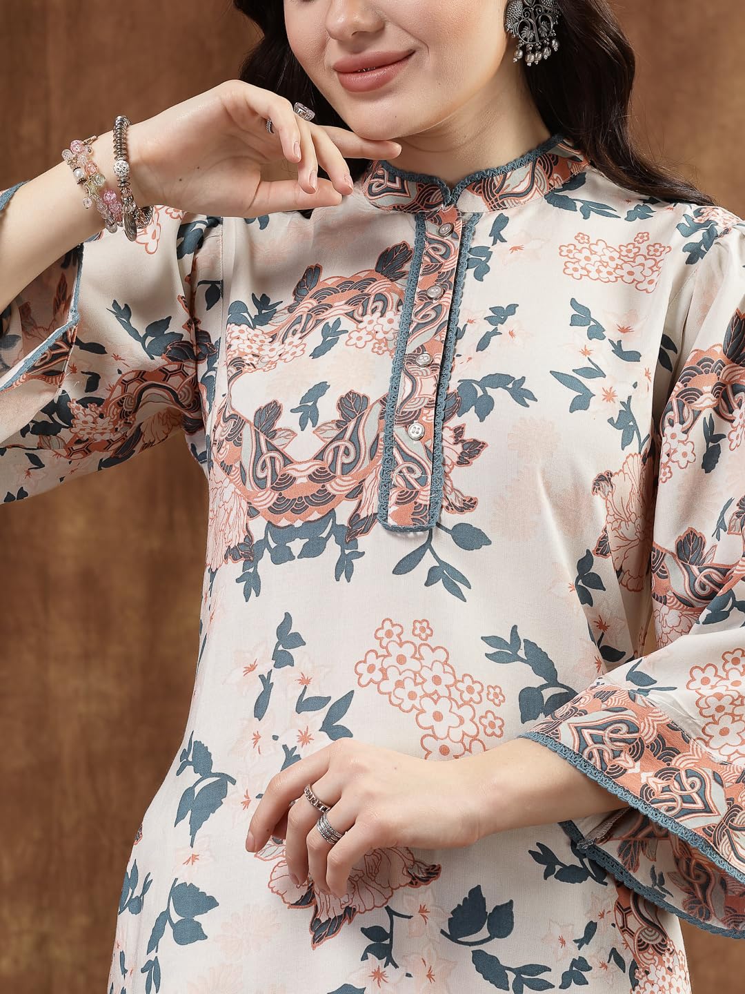 Nayam By Lakshita Floral Printed Tunic and Palazzo Co-ord Set for Women