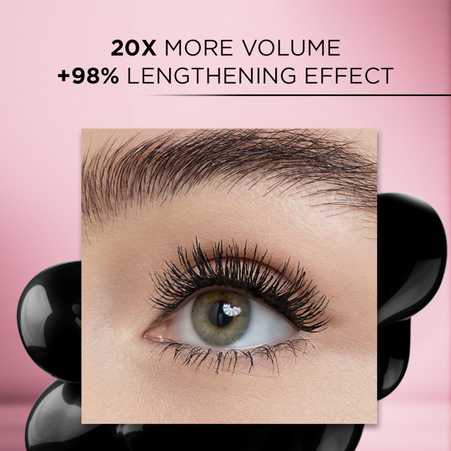 L'Oreal Paris Volumising Mascara, Waterproof, Enriched Caring Formula, Smudge-Proof Wear, Corner to Corner Paroromic Volume, For 1.4X Bigger Looking Eyes, Colour: Black, 9.4 ml