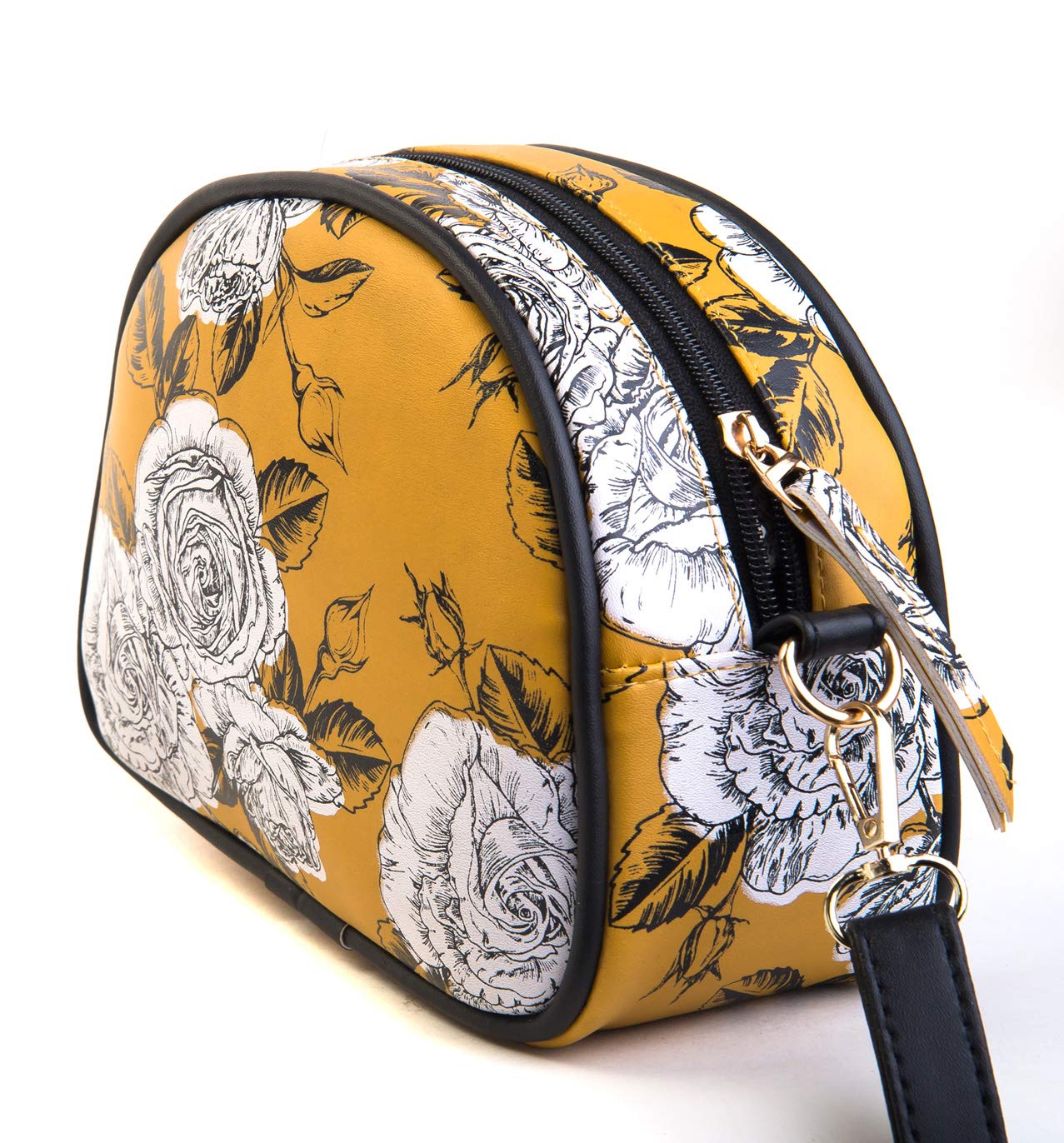 SACCI MUCCI Women's Sling Bag or Women's Cross-body Bags - Rose Flowers and Buds (Mustard)