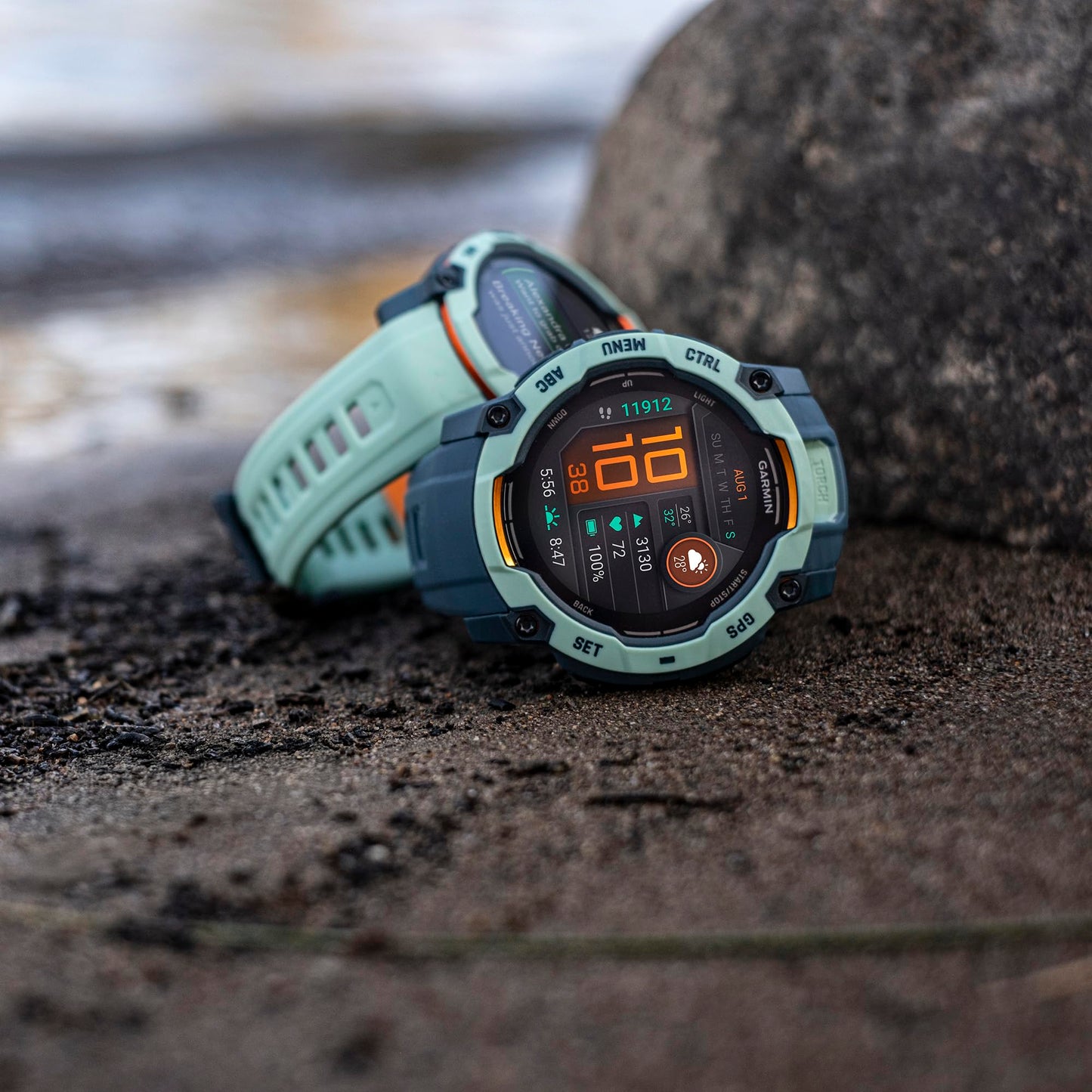 Garmin Instinct® 3 45mm, AMOLED Display, Rugged Outdoor GPS Smartwatch, Metal-Reinforced Bezel, Built-in Flashlight, Up to 18 Days of Battery Life, Neo Tropic