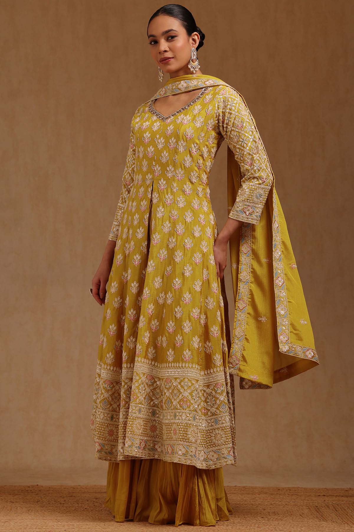 Soch Women's Chinon Salwar Suit Set (OWS5CD21612_Mustard