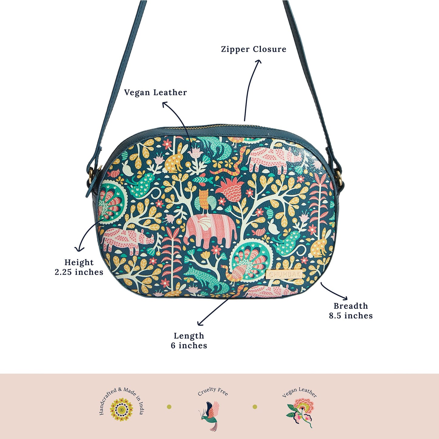 Chumbak Crossbody Sling Bag for Women | Stylish Printed Canvas Box Sling bag | Multipurpose Daily use Bag for Office/College/Travel