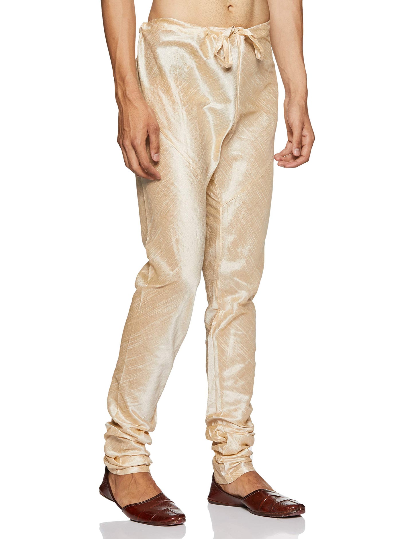 Manyavar Men's Full Sleeve Blended Solid Kurta & Churidar Set, Cream - Small (S952156-311)