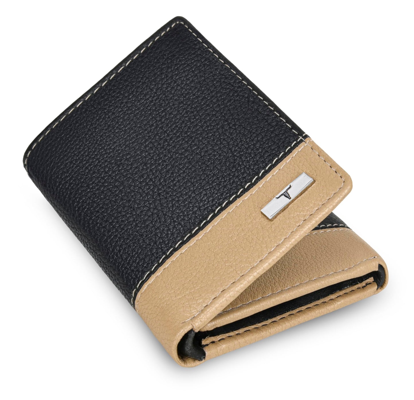 URBAN FOREST Travis Black/Beige Leather Wallet for Men