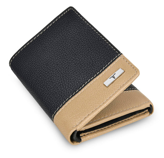 URBAN FOREST Travis Black/Beige Leather Wallet for Men