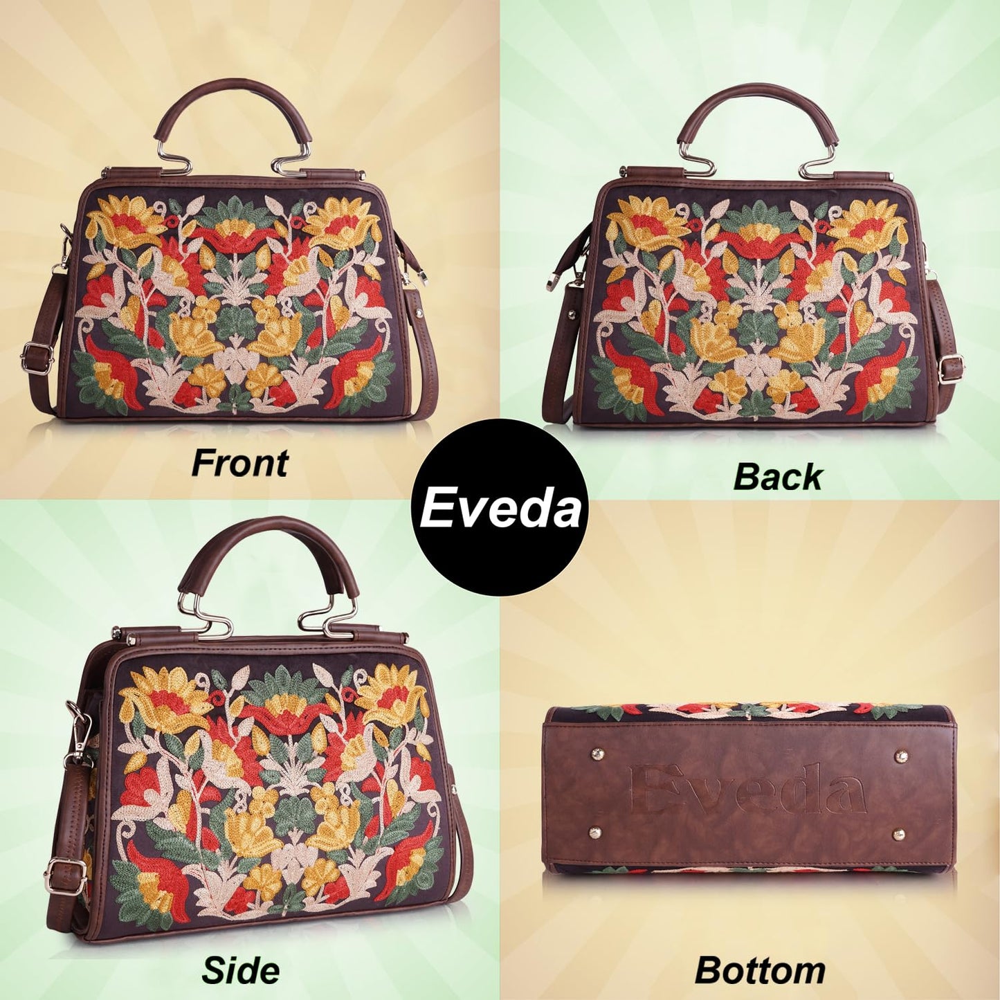 EVEDA Synthetic Leather Stylish Trendy Design Shoulder Crossbody Hobo Women Handbag, Multicolour