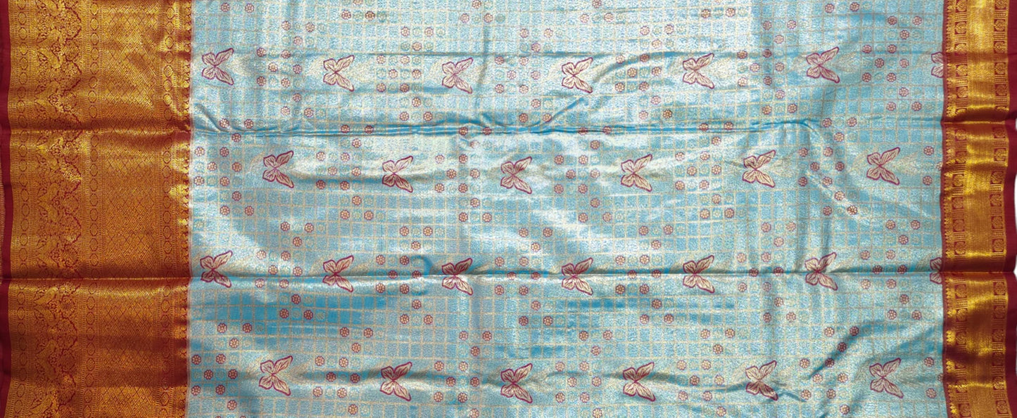 VFCollections Women's Kanchipuram Silk Pure Pattu Sarees With Blouse (VFC638-2)