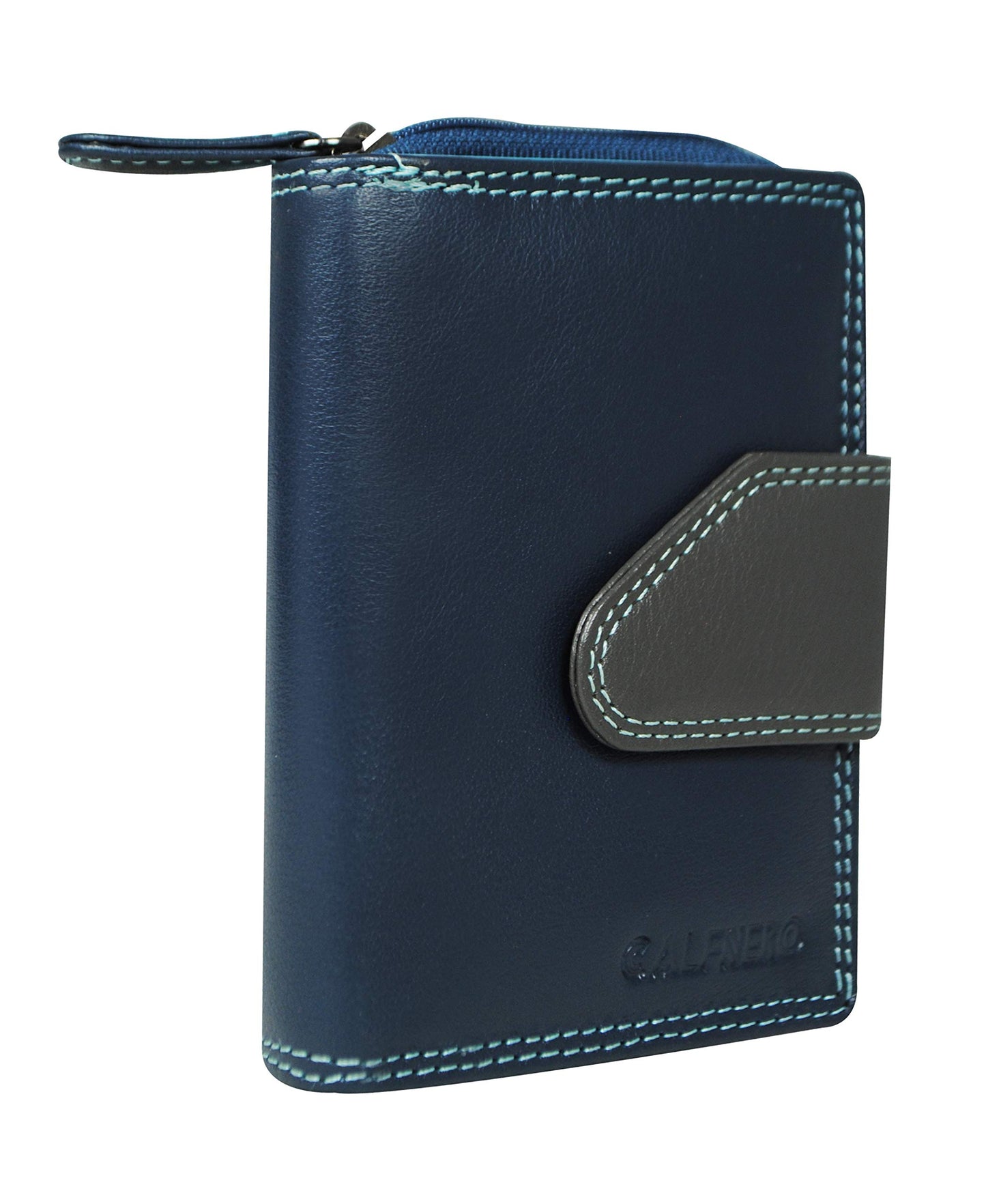 Calfnero Women Genuine Leather Wallet (Blue-Multi)