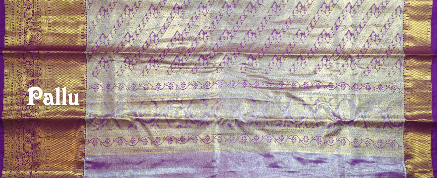 VFCollections Women's Kanchipuram Silk Pure Pattu Sarees With Blouse (VFC024-15)