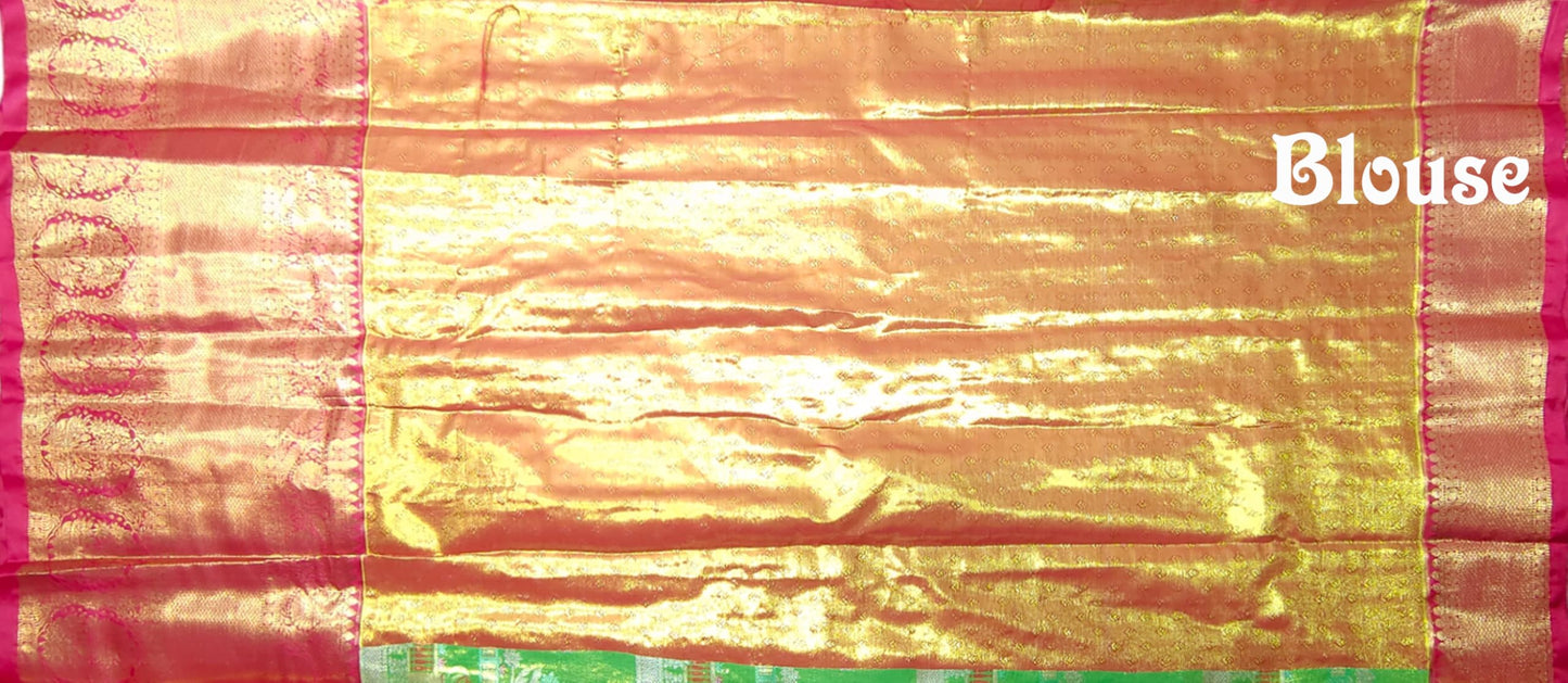 VFCollections Women's Kanchipuram Silk Pure Pattu Sarees With Blouse (Red.)