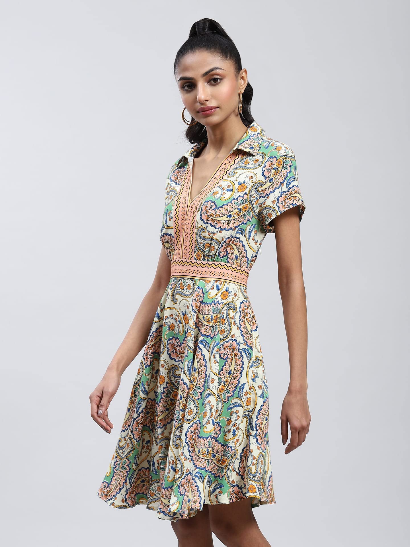 Label RITU KUMAR Navy Paisley Print Short Dress