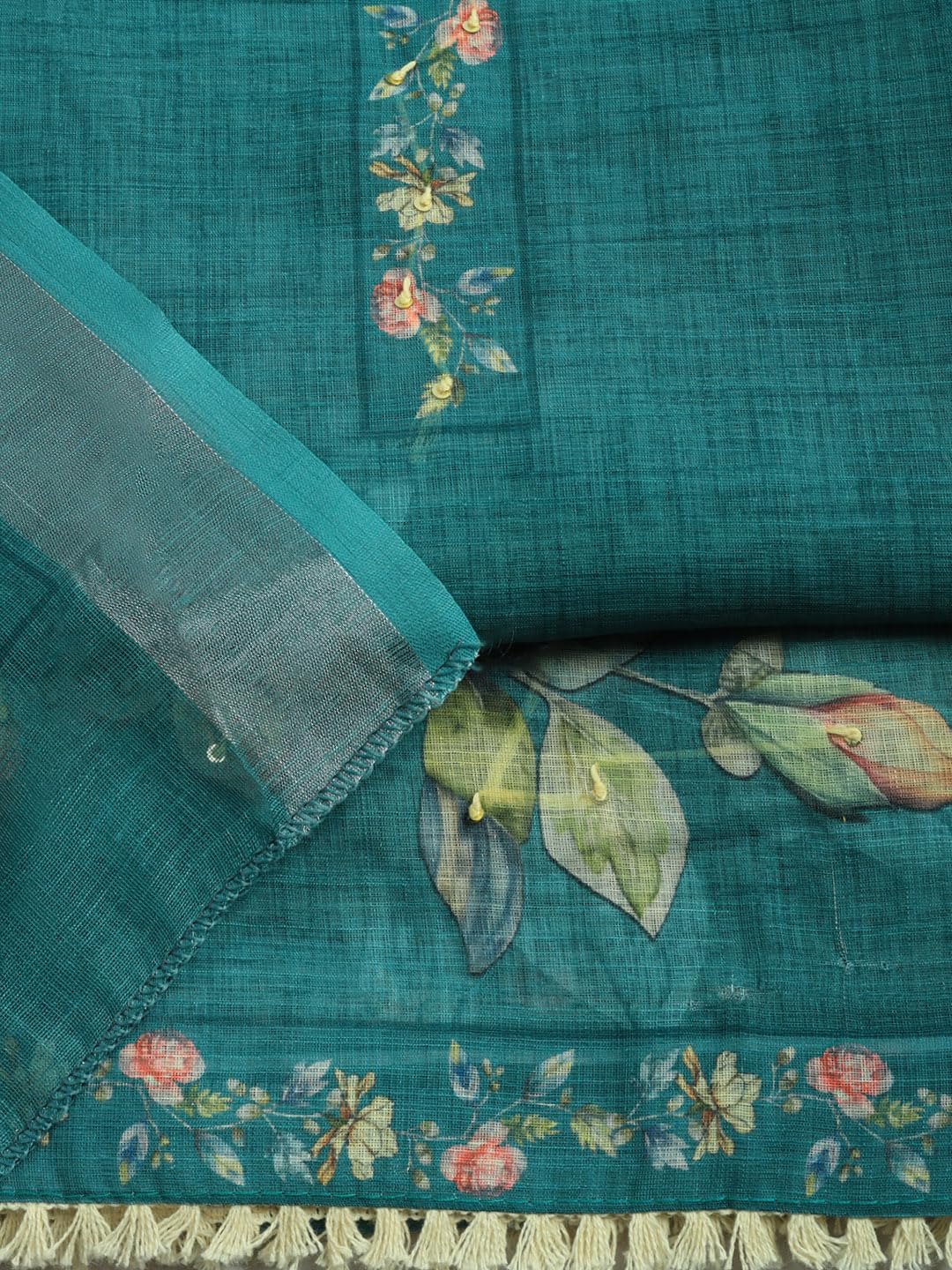 Meena Bazaar Printed Cotton Unstitched Kurta with Bottom & Dupatta