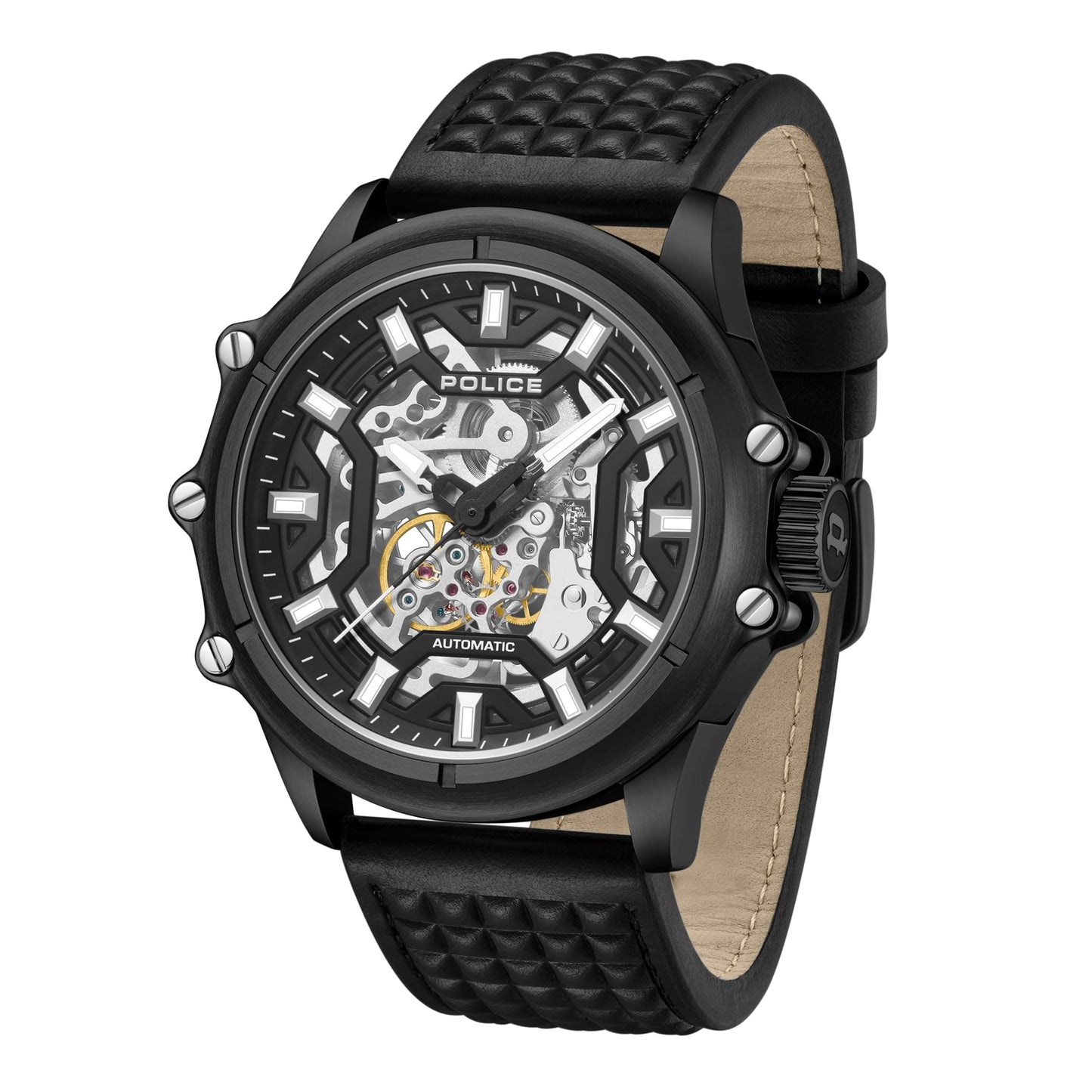 Police Men's Luang KL Rahul Edition Automatic Analog Watch Textured Leather Strap Analog Watch